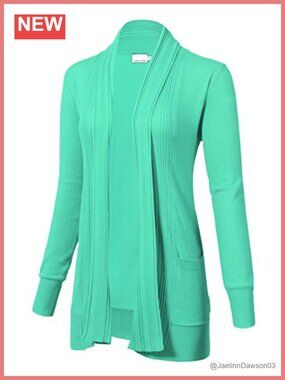 Women's Long Open-Front Cardigan Sweater with Pockets
